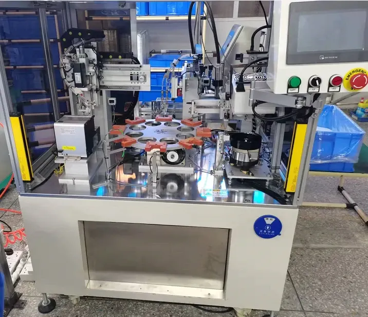 Battery-cover gasket placement equipment with a rotary fixture