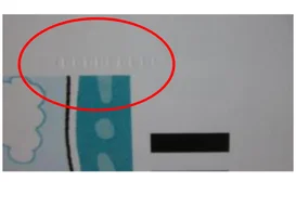 Indentations in the paper surface. The ellipse marks the row of impressions in the paper.