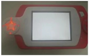 White screen at startup. The source identifies the white display appearing when the product is switched on.