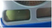 Adhesive strand inside the LCD. The source identifies an adhesive strand inside the display.