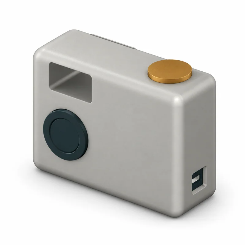Digital concept rendering of PocketArc, pocketarc screen-free camera. Not a physical prototype.