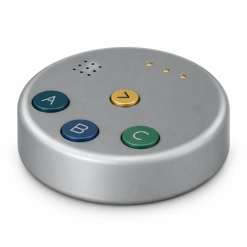 Digital concept rendering of Quiz Compass, quiz compass audio quiz game. Not a physical prototype.