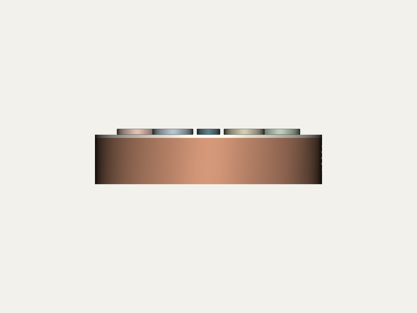 Front view of the Pattern Pebble digital concept. Proposed form, not a physical prototype.