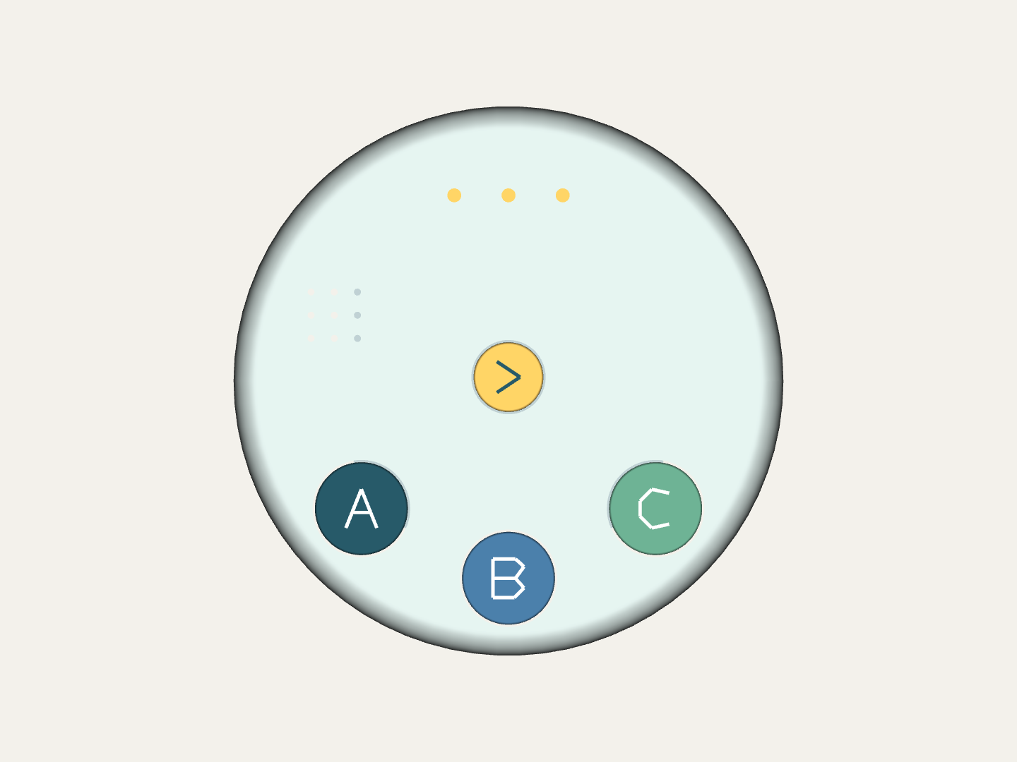 Detail view of the Quiz Compass digital concept. Geometry and features remain subject to physical validation.