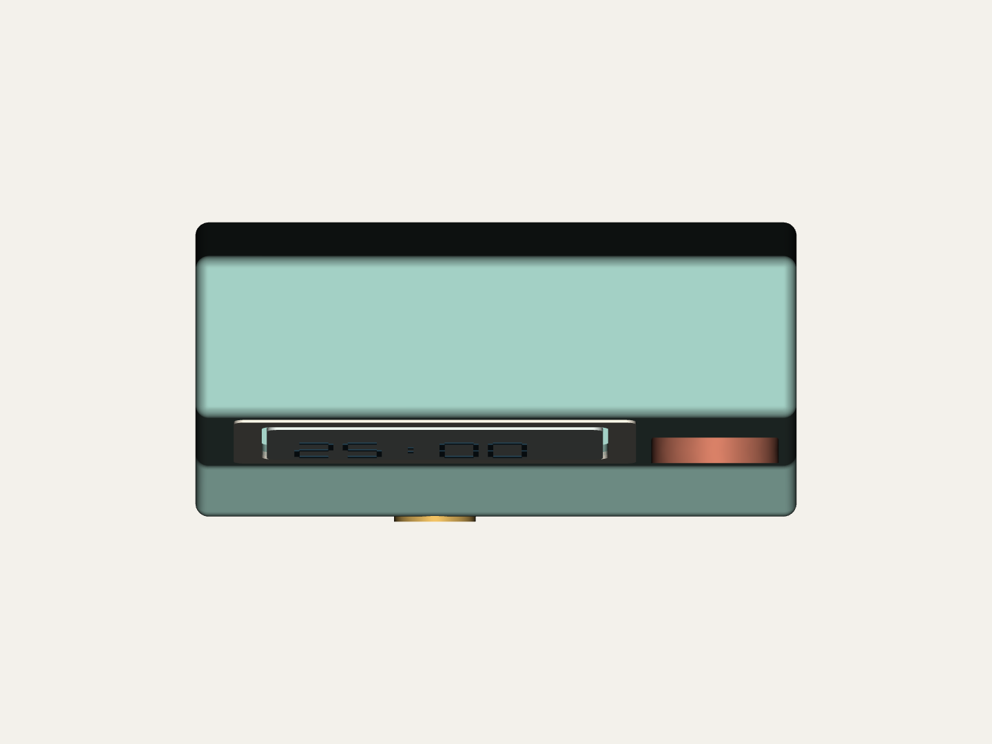 Detail view of the TimePebble digital concept. Geometry and features remain subject to physical validation.