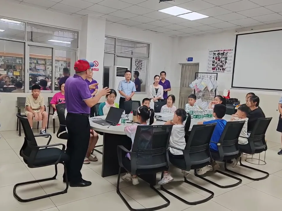 Young visitors factory tour